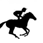 jockey on horse galloping